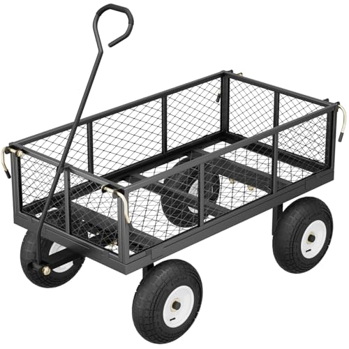 Sekey Bollerwagen Gartenwagen Titan – ECHT 350 KG Tragkraft, 3-in-1 Bollerwagen Plattformwagen mit Vollgummi-Luftreifen, Einfache Montage, Stabil und Rostfrei, 100L