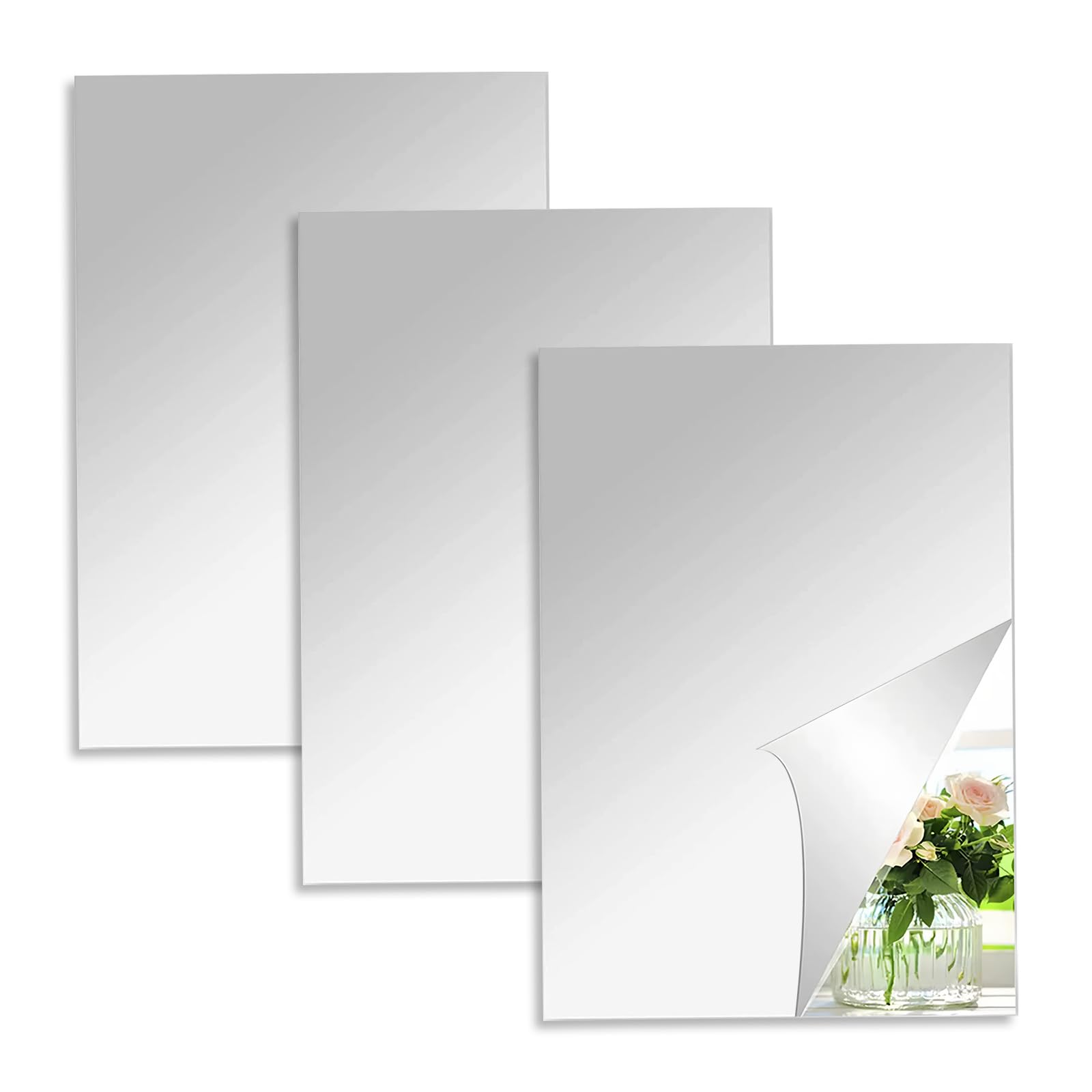 Set Di 4 Specchi Adesivi Quadrati Sqinor 35x35 Cm – Fai Da Te Per Parete, Lungo O Figura Intera, Per Camera, Armadio O Palestra