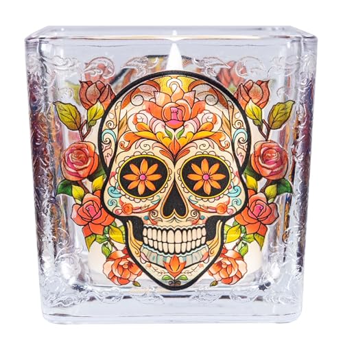 Square Sugar Skull Votive Holder