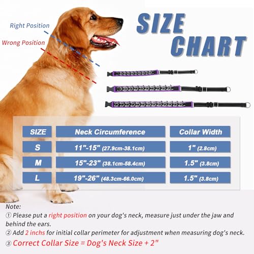 Image of Martingale No Pull Dog Collar - Heavy Duty Nylon with Buckle, Adjustable Anti Pull Reflective Slip for Large Medium Small Dog Training Walking M Purple