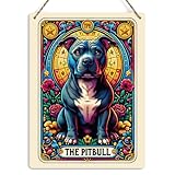 Funny Pitbull Tarot Card Wall Art Decor Rustic Hanging Sign, Sarcastic Dog Lover Witchy Vibes Witch Stuff Wiccan Witchcraft Supplies, Farmhouse Wall Hanging Sign, Wooden Sign for Home Office Bathroom