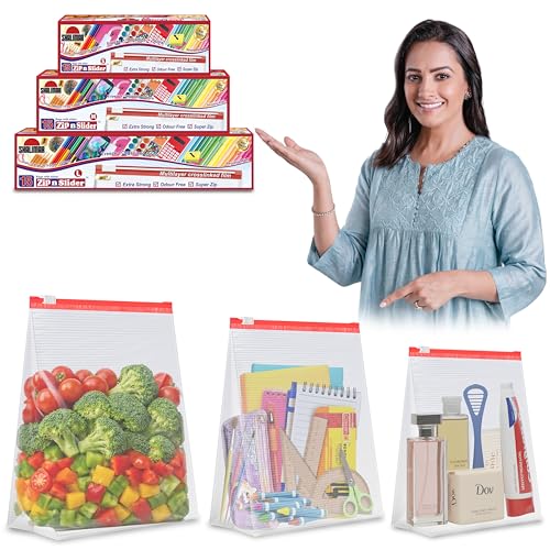 Shalimar Zip 'N' Slider Bags | Combo Pack (Small + Medium + Large...
