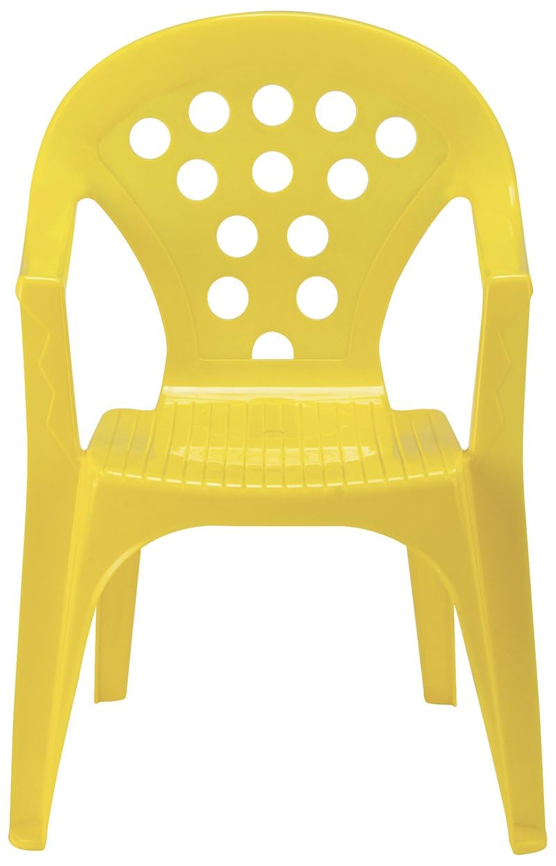 Baby Lulu Lightweight Stacking Play, Study or Dining Kids Chairs - Made in Italy - 4 Chairs - Brilliant Colors - Bright Yellow