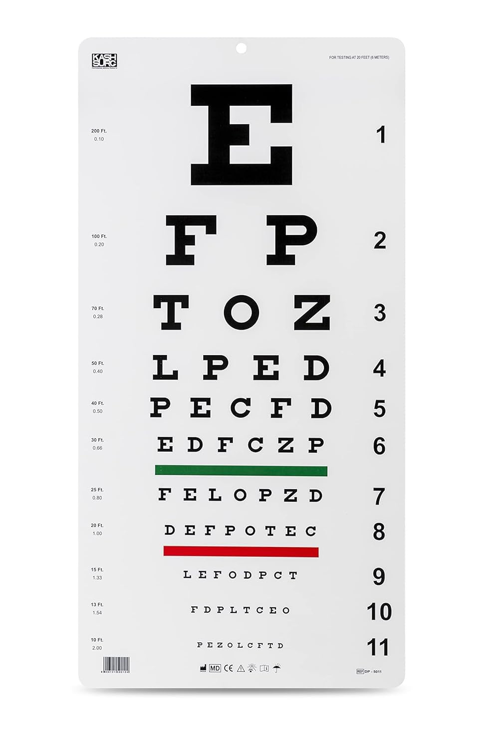 KASHSURG Snellen Distance Vision Eye Chart 20 Feet Size 22 x 11 inches_199_Pack of 12.