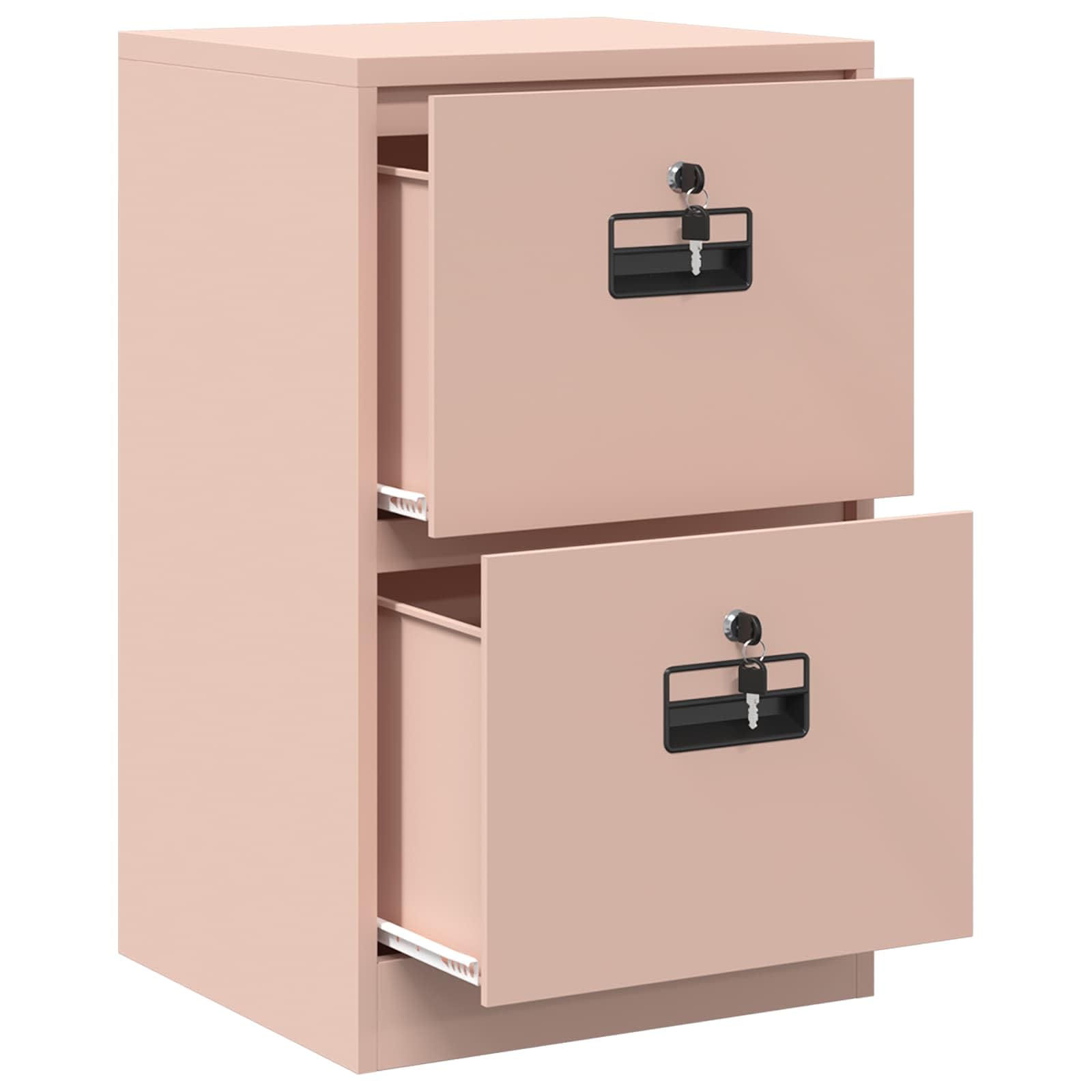 vidaXL Aktenschrank Rosa 45,5 x 42 x 74,5 cm Kaltgewalzter Stahl, Moderner Arbeitsplatz, stylischer Metall-Schrank, geräumige Schubladen für die Organisation und sichere Ablage