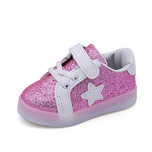 Zapatillas para Bebés Calzado Niños Lentejuela de imitación Luminoso LED Suave Terciopelo Botas Zapatilla de Deporte Zapatos Sneakers con Luces ZARLLE
