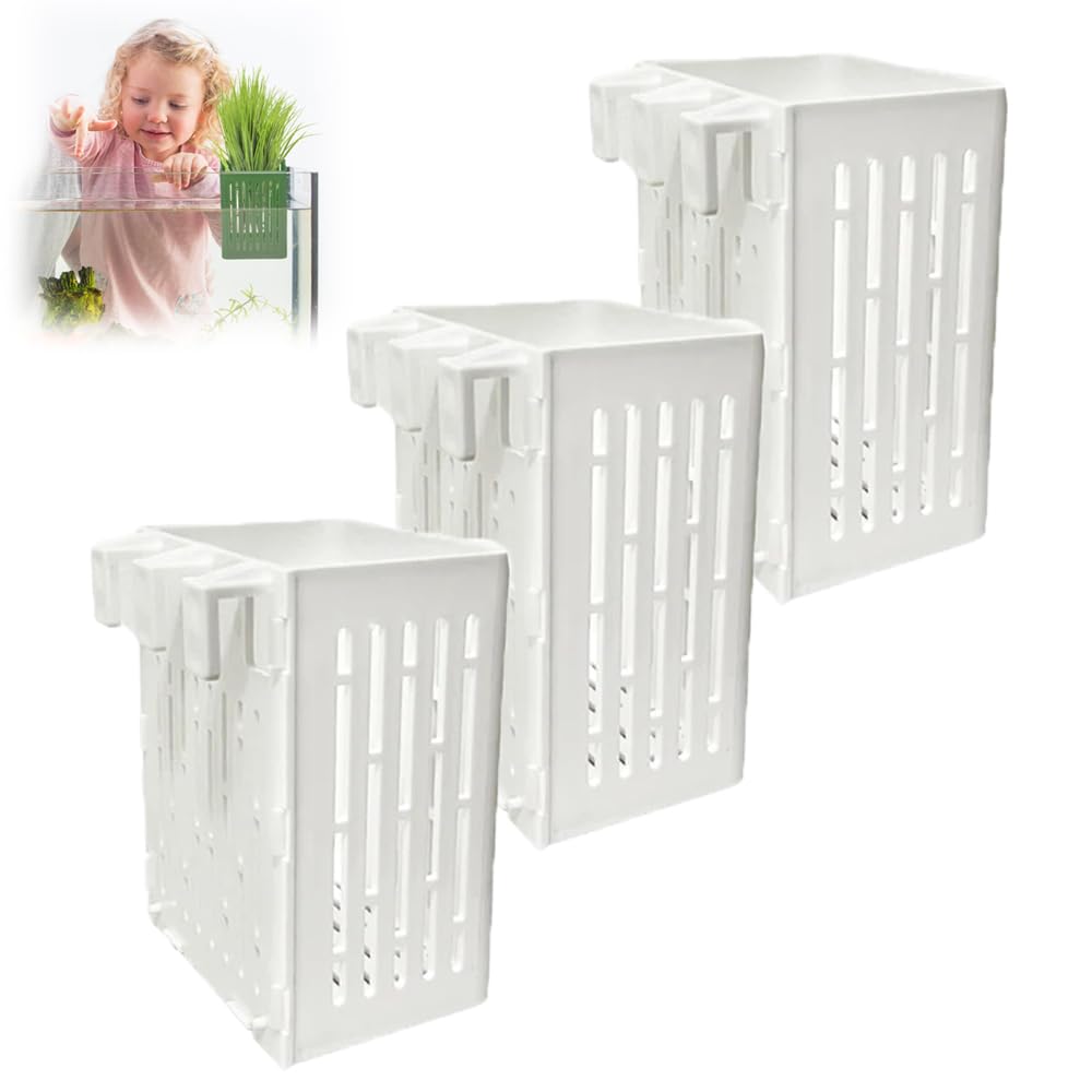 3Pcs Fish Tank Hydroponic Planting Basket, Plastic Hanging Fish Tank Plant Holder,Water Plant Basket Hydroponic Plants Fixing Cup Fish Tanks Plant