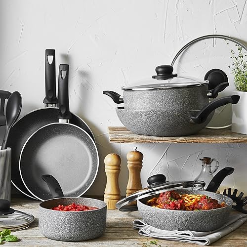 BALLARINI Asti by HENCKELS 10-pc Aluminum Nonstick Cookware Set, Grey - Image 2