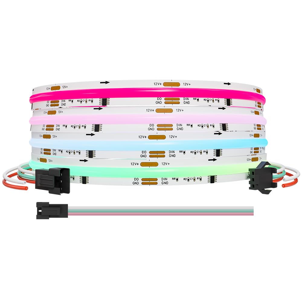 LOAMLIN COB LED Strip - DC12V Smart WS2811 RGB COB LED Strip 2M, 720LED/M 20IC/M 1440LEDs, High Density, Flexible Strip for DIY Projects (No Adapter and Controller)