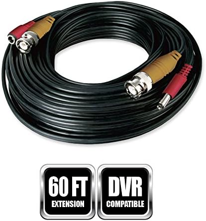 Night Owl Security 60 Feet BNC Video/Power Camera Extension Cable with Adapter