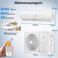KESSER® Split Klimaanlage Set Quick Connect – WiFi & App Klimagerät mit Heizfunktion & Kühlmodus Wandklimaanlage, mit Kupferleitung 18000 BTU 5,3 kW Kältemittel R32 Inkl. Montagematerial – Ansicht 6