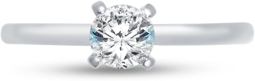 14k White Gold Round Cut Small Plain Traditional Domed Solitaire Engagement Ring CZ Cubic Zirconia (1/2 cttw., .50ct. Center)