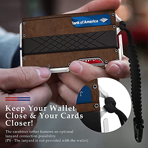 Image of MURADIN Tactical Minimalist Wallet for Men, Slim RFID-Blocking Metal Card Holder, Front Pocket Men's Nylon Leather Dapper Bifold Wallet with Money Clip