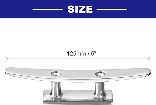 Miniatura 5 de uxcell Base abierta de 5 pulgadas, 4 tacos de muelle de acero inoxidable 316 para kayak, yates y barcos de pesca, incluye tornillos de instalación