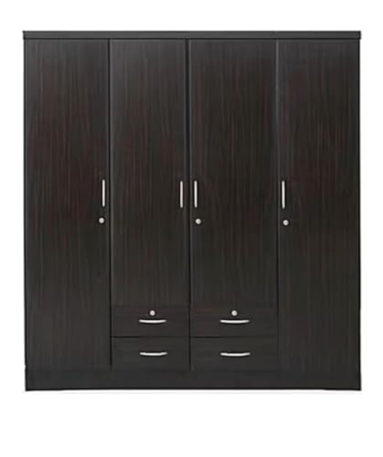 Furniture4Us Wooden Four Door Wardrobe,Cupboard,Cabinet Thailand Made Dark Brown - Width 180 X Depth 52 X Height 200 Cm