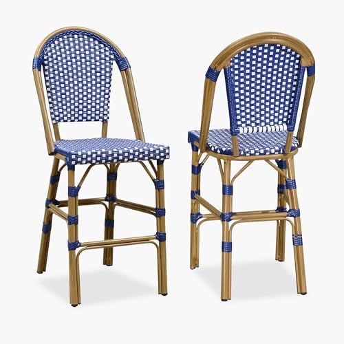 PURPLE LEAF French Counter Height Bar Stool Set of 2 25' Bamboo Print Finish Patio Bar Chairs with...