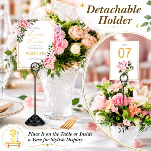 Image of 12 Pcs Table Number Holders Black 8 Inch Metal Place Card Holders Table Number Stands Tabletop Sign Stands for Photos, Menu, Memo, Notes, Wedding, Restaurant, Banquet, Birthday