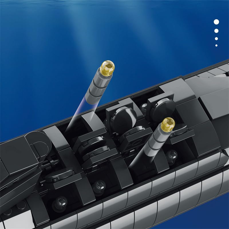 YILETKC Submarine Schiff Bausteine, 1498 Teile U-förmiges U-Boot Klemmbausteine Modell Bausatz, Militär Schiffe Modular Konstruktionsspielzeug, Militär Bauspielzeug für Erwachsene