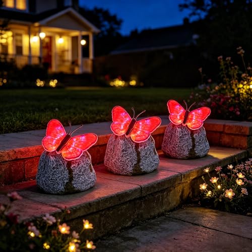 Pierre solaire papillon étanche et lumineuse pour éclairage de pelouse