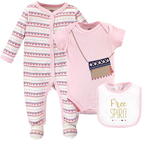 Image of Little Treasure Unisex Baby Sleep and Play, Bodysuit and Bib, Free Spirit, 6-9 Months