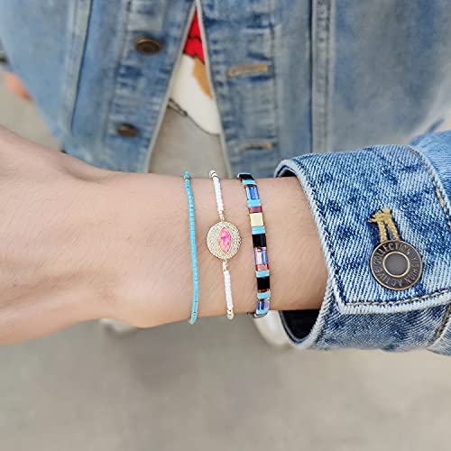 Image of KELITCH Women Tila Beads Stretch Bracelets Handmade Women Charm Strand Beaded Bracelets Summer Jewelry
