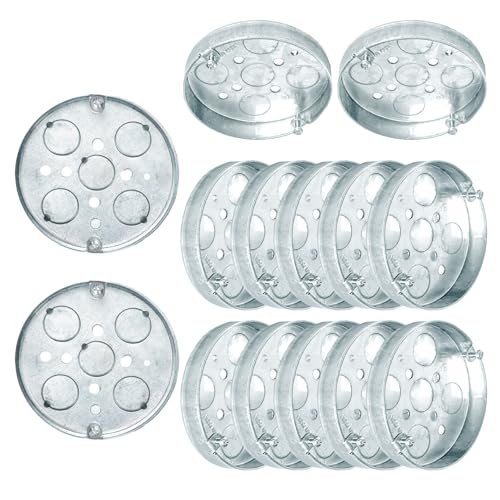 LECEHIVO 14 cajas eléctricas redondas de acero galvanizado 293 4 con 1/2 profundidad y 1/2 parte inferior para iluminación de pared, accesorios de ventilador de techo
