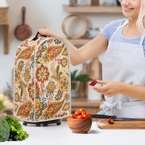Image of Boho Thankgiving Floral Blender Dust Covers for Kitchen Counter Fingerprint Small Appliance Protector Machine Washable Blender Cover for Home Kitchen Holiday Decor Gifts