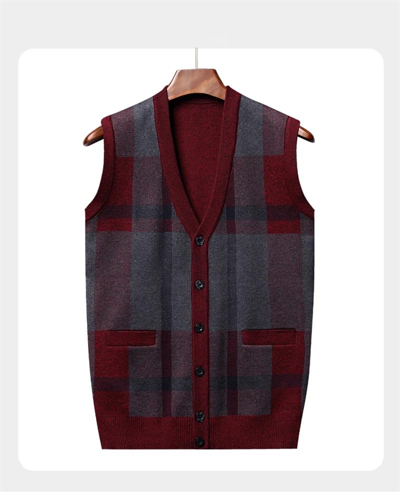 Men's Wool Knitted Vest Thickened Casual Sweater Tank Top V-Neck Sleeveless Warm Cardigan Waistcoat3
