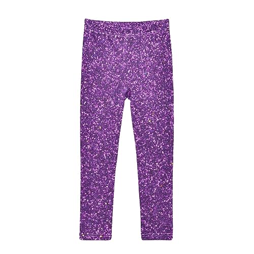 KLL Silver Glitter Pattern Shiny Sparkles Girls Yoga Pants Athletic Girls Pants Girls Clothes Running