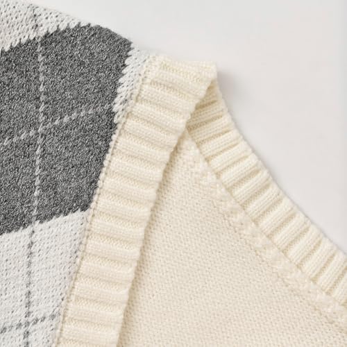 Image of Women's Sweater Vest,Y2K Sleeveless Pattern Preppy Style Knitted Crop Tank Top for Girl