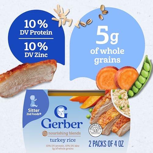 Gerber Baby Food 2nd Foods, Dinner, Turkey & Rice Puree, 4 Ounce Tubs (Pack of 8) - Thumbnail 7