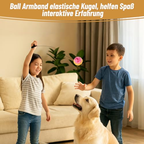 STEFUEWILL17 4 Stücke Springball mit Schnur Kinder - Ball Mit Schn, Ball an Schnur Kinder, Bounce Balls, Ballmit Gummiband, Sport Spielzeug, Handgelenkübungen