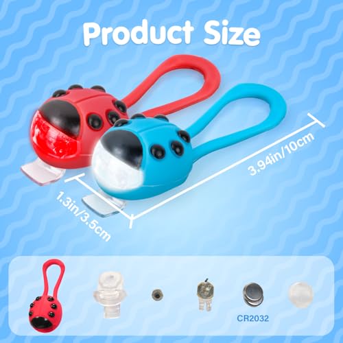 Gofimyee 2 Stück Kinder-Scooter-Licht， LED-Licht für Rucksäcke bietet mit 3 Licht-Modi zusätzliche Sicherheit für Kinder. Perfekt für Kinderroller, Wanderstöcke oder Rucksäcke. - Designansicht 6 | Tages Deals