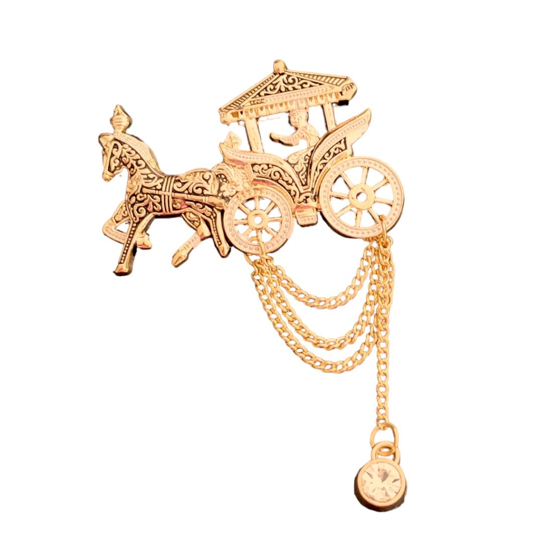 m men style Mens Suit Wedding Horse Lapel Pin Brooch (Gold) Brass For Men And Boys-picture-15
