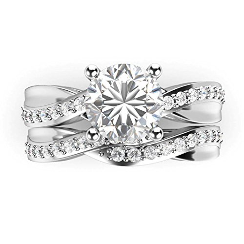 Metal Factory Sterling Silver 925 Round Brilliant Cut Cubic Zirconia CZ Engagement Ring3