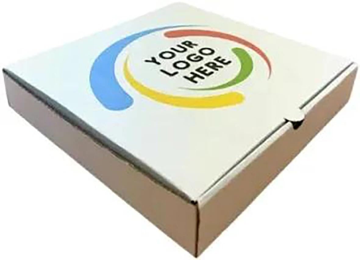 Yas International Custom Printed Pizza Boxes, Personalised Logo, Take-Away Fast-Food, Post Box, (Digital Proof Approved Before Production)