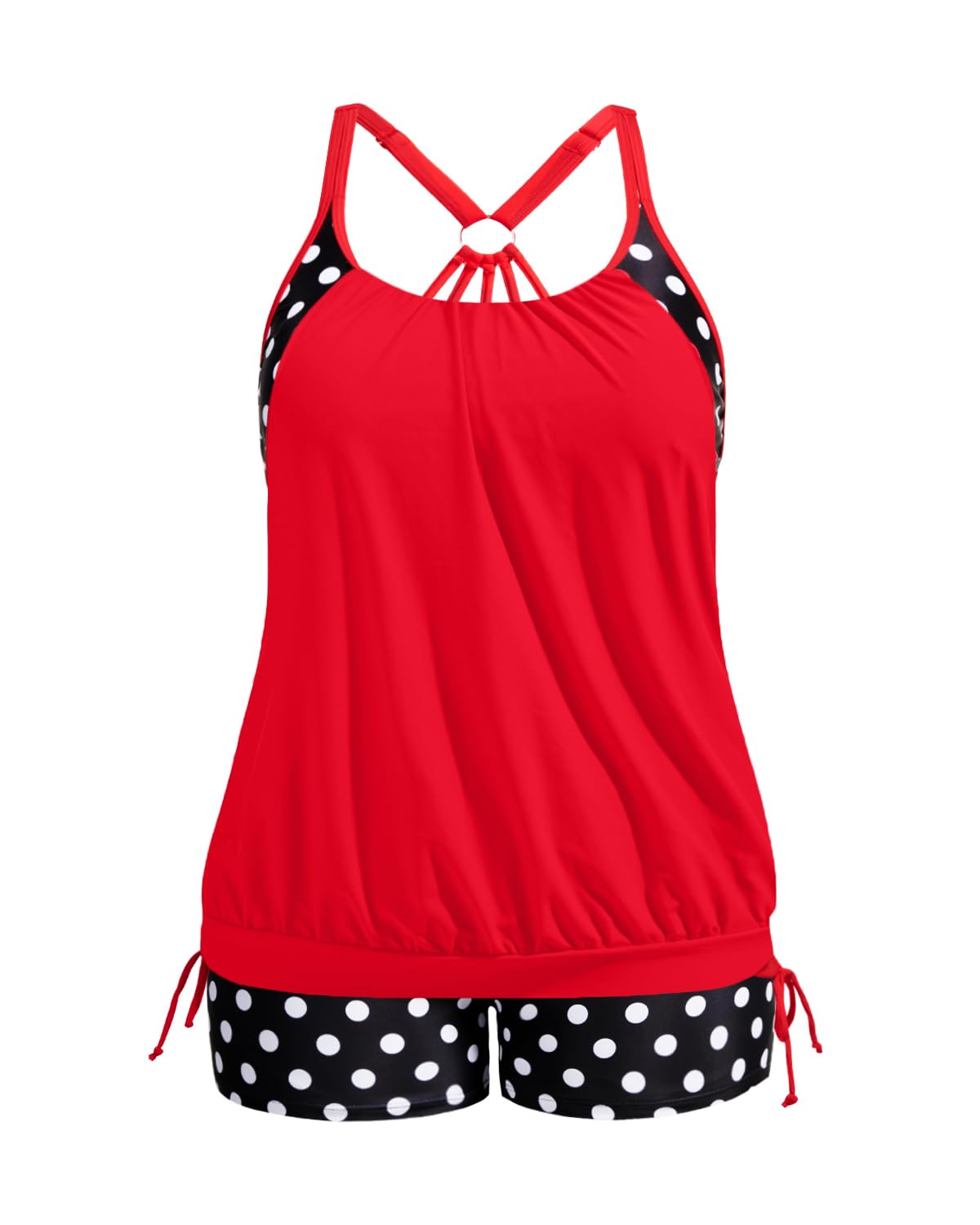 Holipick Plus Size Tankini Swimsuits for Women Two Piece Tummy Control Bathing Suit Blouson Tankini Top with Shorts