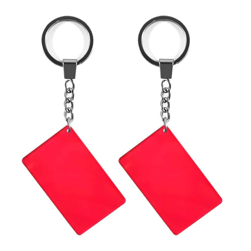 QQSD Solid Red Flag Keychain Plain Red Key Ring, 2 Pack at