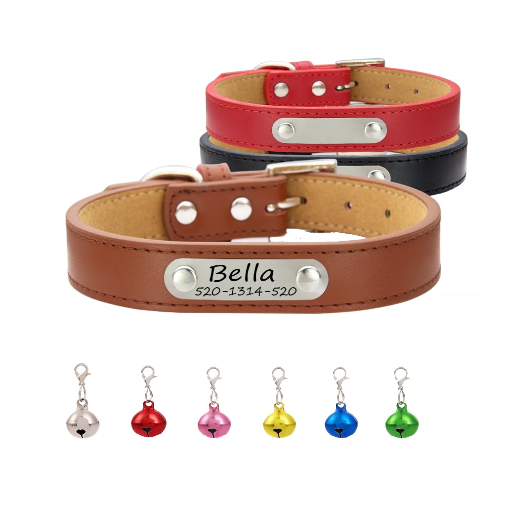 Collar de cuero personalizado para perro, collar de cuero profundamente grabado para perros y gatos pequeños, medianos, grandes, extragrandes. Collar de perro personalizado