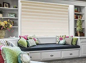 ZEBRA BLINDS Polyresin Curtain, 90 x 130 cm, Ivory, Pack of 1