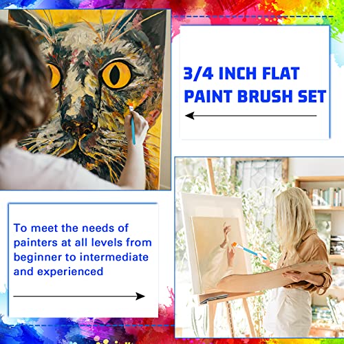 Image of Zonon 30 Pieces Paint Brushes Bulk Small Flat Top Acrylic Oil Paint Brush for Artists Mini Touch up Crafts Detail Painting(3 /4 Inch,Blue)