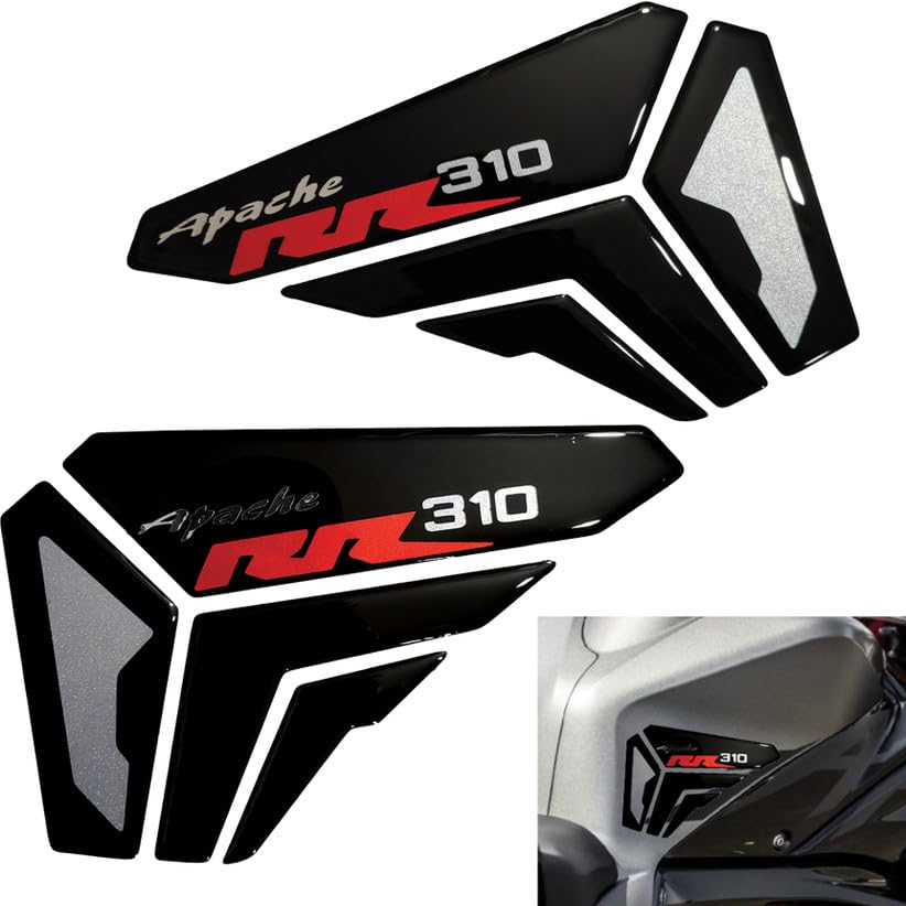 Image of Apache RR310 Motorcycle Side Knee Pad Decals and Stickers, Red and Black (RED Silver)