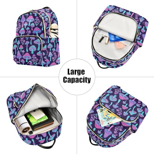Image of Mini Backpack Mushroom Colorful Fashion Backpack Purse for Women,Handbag Shoulder Bag Casual Daypack, Ladies Gift for College Work (S)