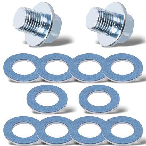 Image of 12pcs M12-1.25 Engine Oil Pan Drain Plug with Gasket Kit 90341-12012, 90430-12031 Fits Toyota Fits Lexus 1984-On