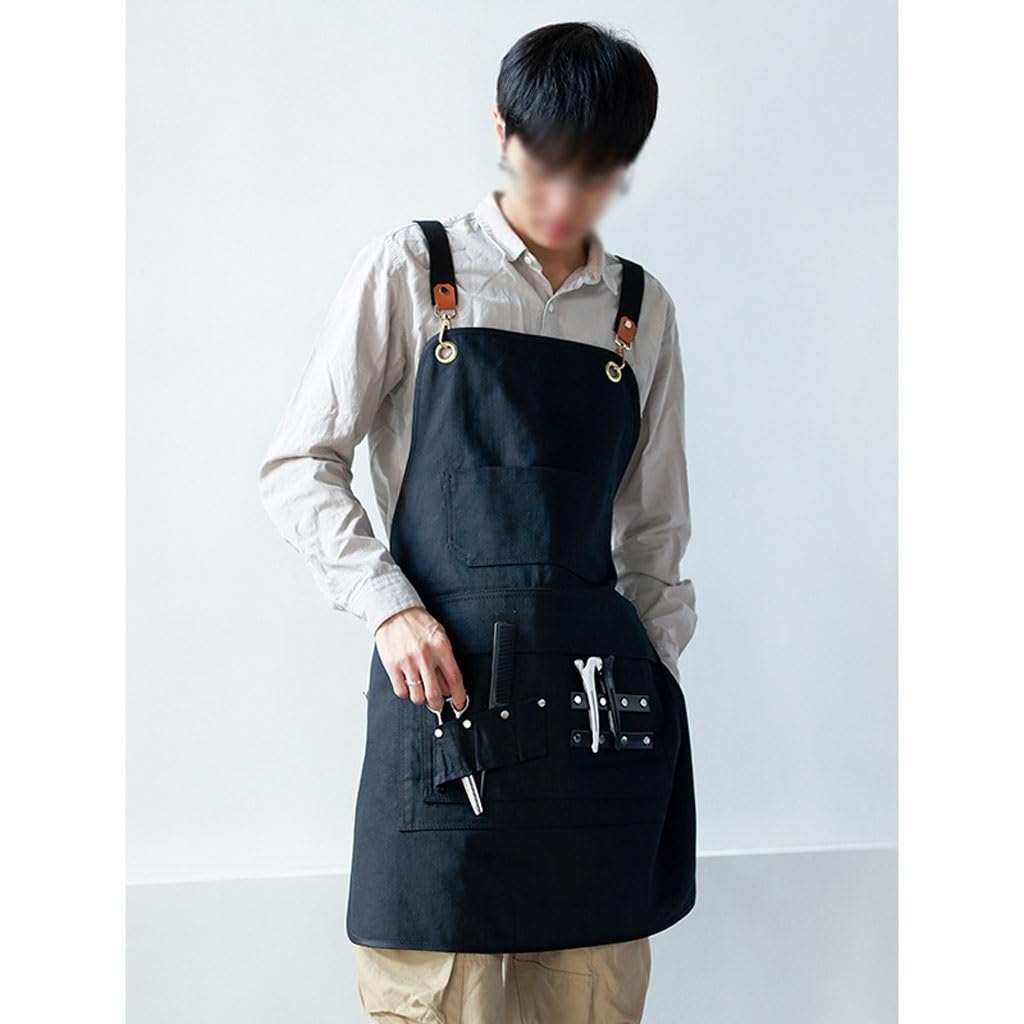 TEESONG Delantal de Chef Delantal Vaquero, floristería, tintorero, panadería, cafetería, Tienda de té con Leche, Pintura, Catering, Ropa de Trabajo for Hombres y Mujeres Delantales para Hombres(A)