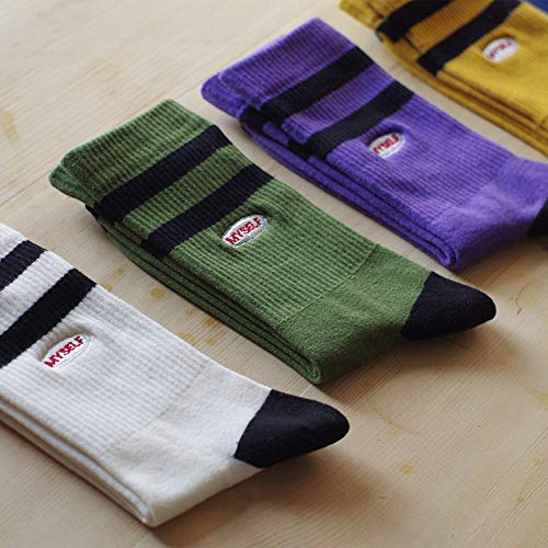 Comfortabele Ademende Comfort Mannen Casual Sokken Herfst En Winter Nieuwe Letters Geborduurde Sport Strepen Mannen En Vrouwen In De Buis Katoen Sokken C Modellen 5 Paar - Afbeelding 3