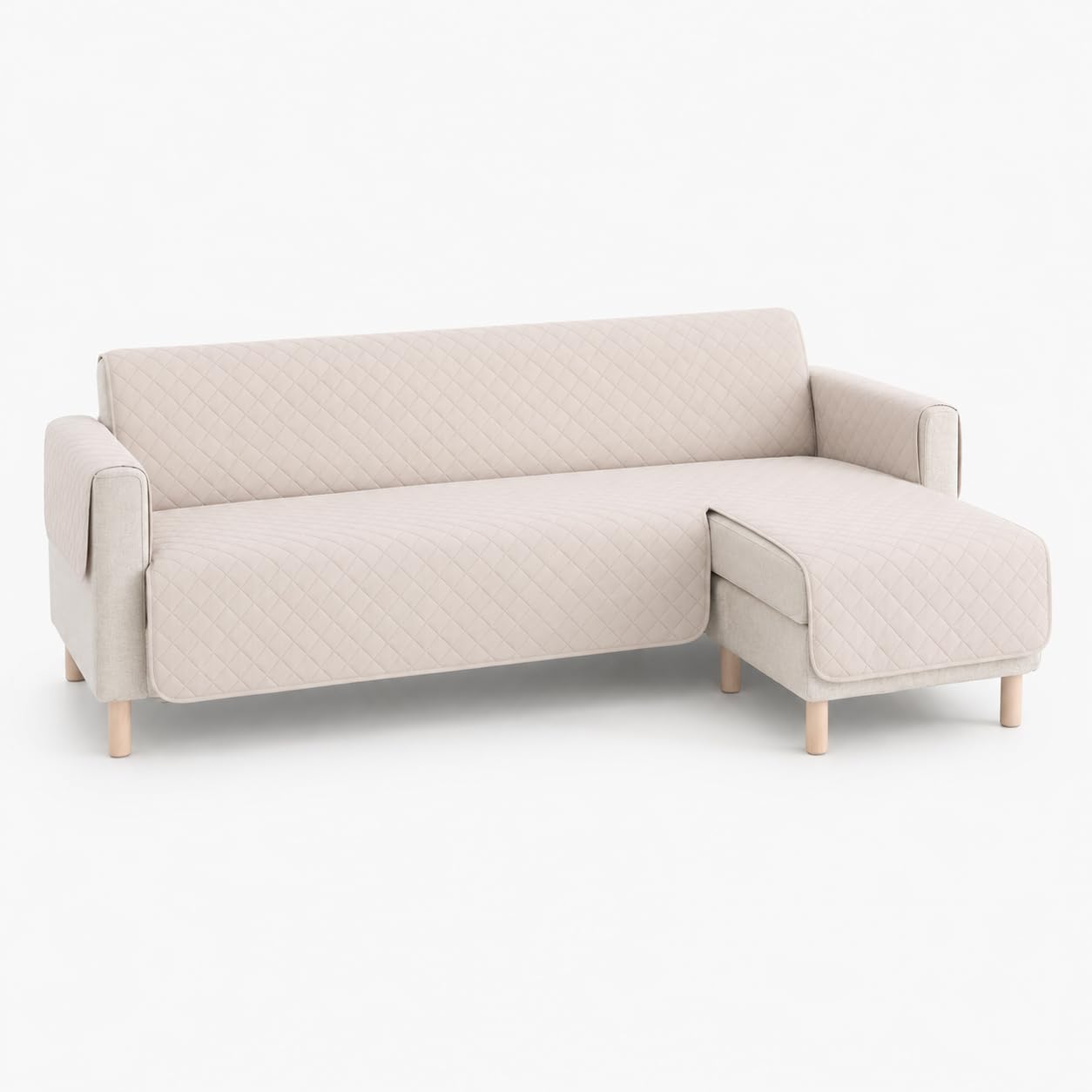 Lanovenanube - Funda Chaise Longue Acolchado Mallorca - Práctica Reversible 240 cm - Color Marfil