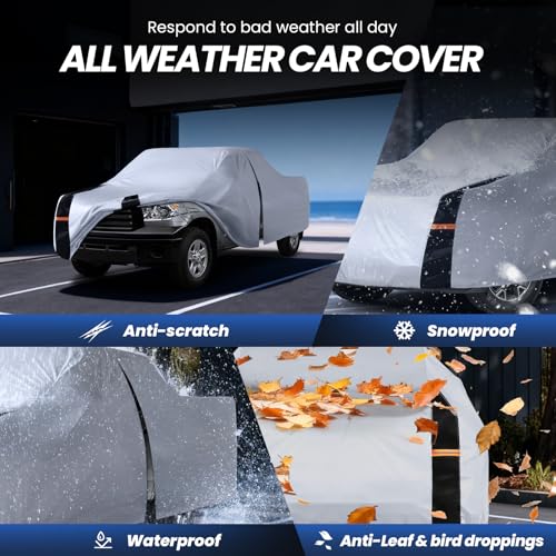 Image of Multi-Layer Toyota Tundra Truck Cover, Custom fit Tundra 1999-2021 Access /Extended Cab Short Bed(6.2')Car Cover Waterproof All Weather, Full Exterior Cover Rain Wind and UV Protection With Door Zipper