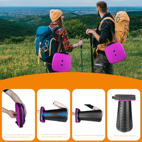 Image of Foldable Camping Stool with Cushion, Portable Folding Stool with Nylon Bag, Collapsible Stool for Adults Portable, Max Load 550 LB