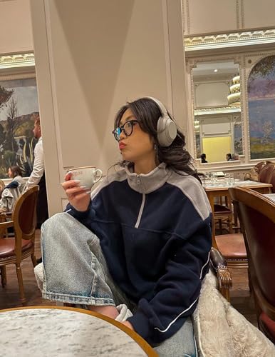 Aelfric Eden Quarter Zip Sweatshirt Mens Oversized Sweatshirts Contrast Color Zipper Fleece Pullover3